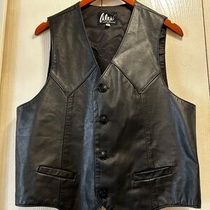 Black Leather Vest Alex Leather and Suede Size M
